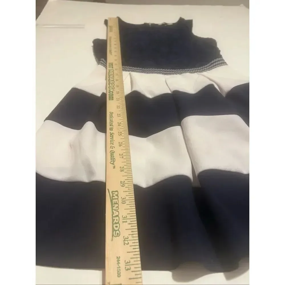 Speechless Juniors Size L Navy White Stripe Lace Fit & Flare Sleeveless Dress